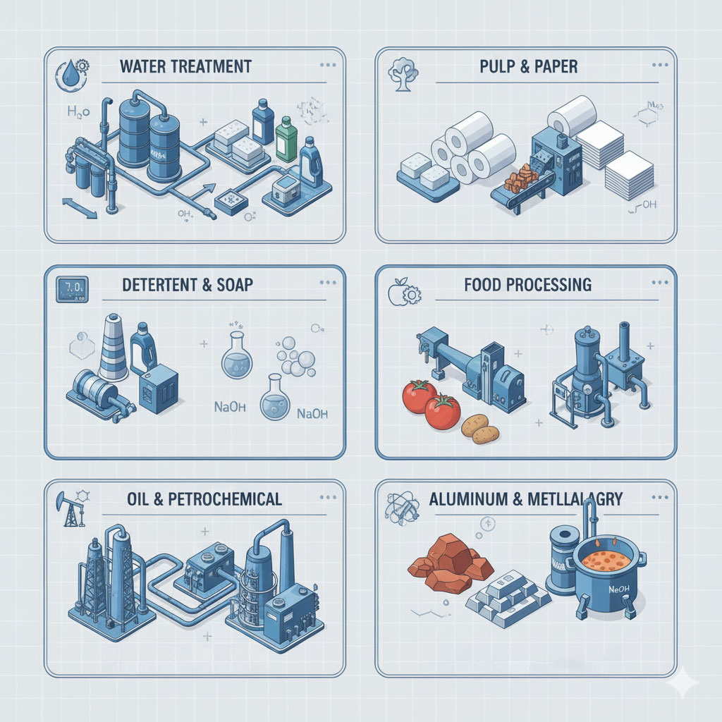 Industry Applications of Caustic Soda Flakes (NaOH)